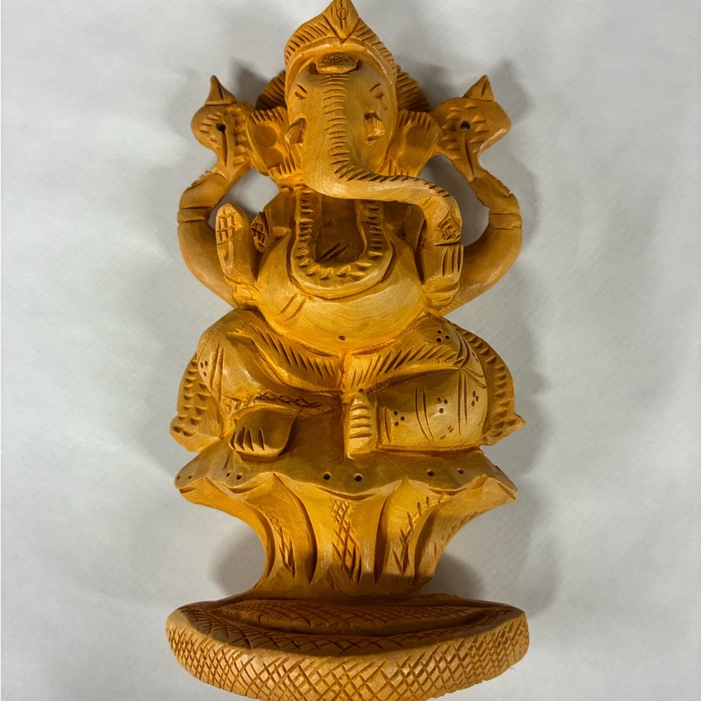 Handmade Wooden Ganesha Incense Statue - Picture 3 of 3